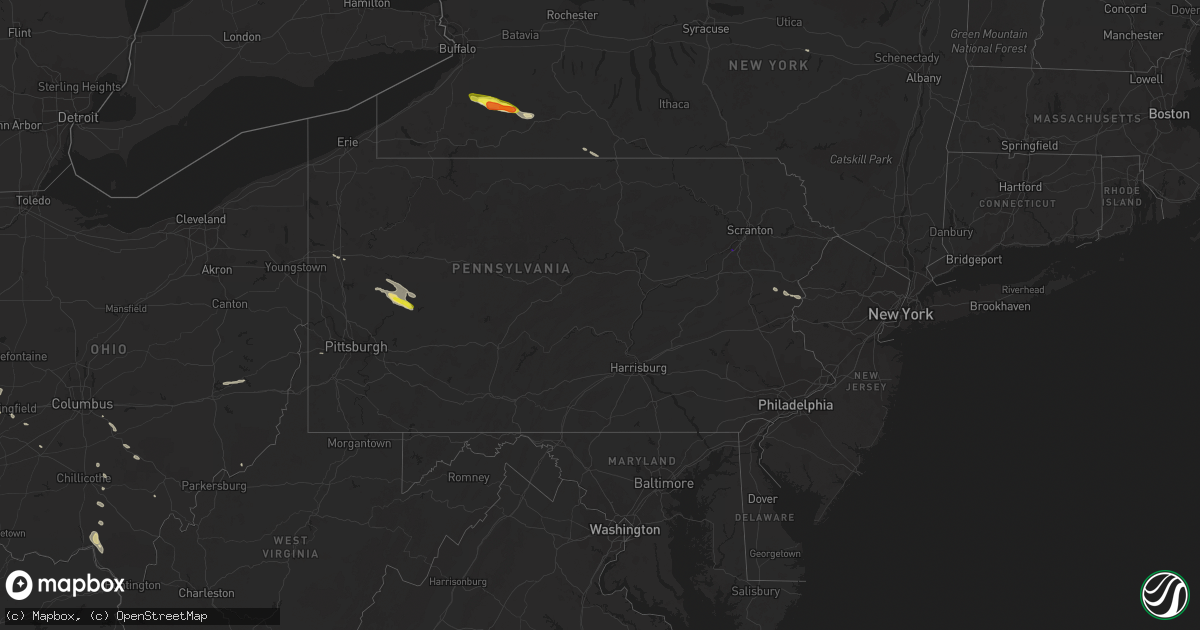 Hail map in Pennsylvania on June 13, 2018