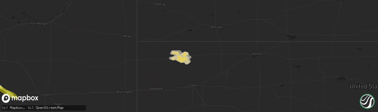 Hail map in Atwood, KS on June 13, 2019