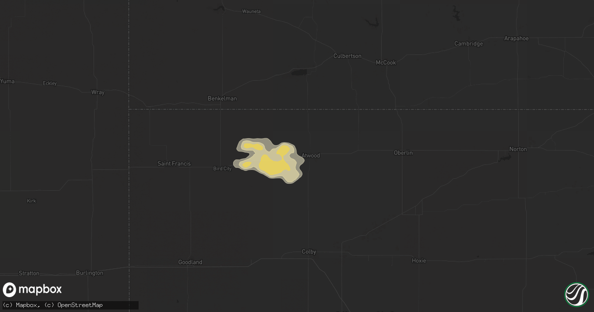 Hail map in Atwood, KS on June 13, 2019