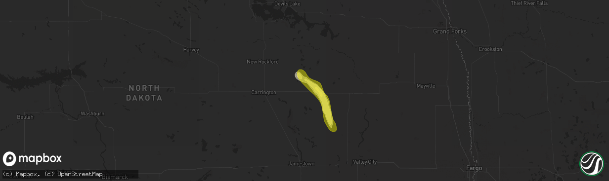 Hail map in Glenfield, ND on June 13, 2019