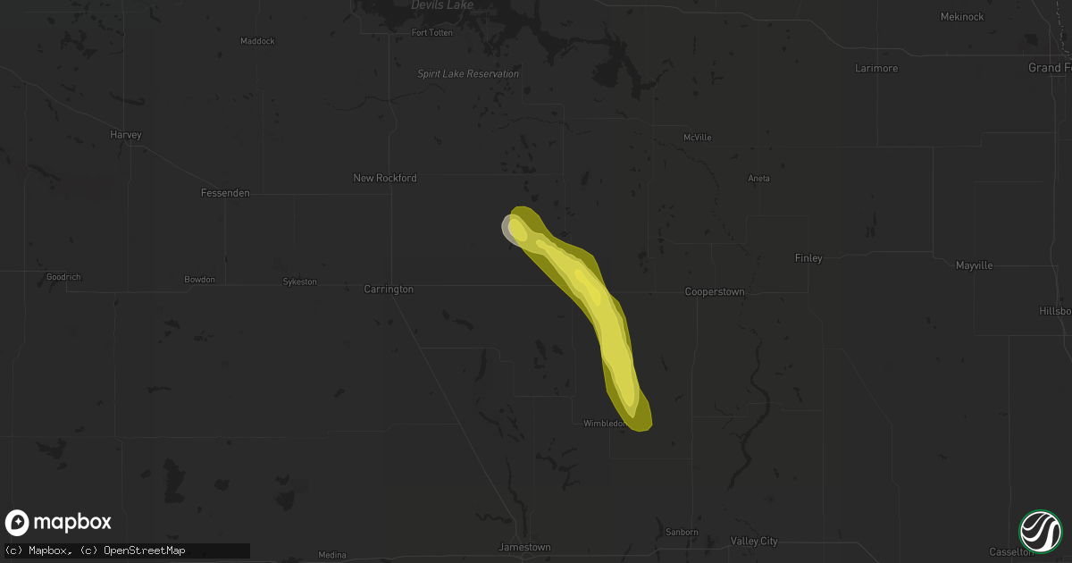 Hail map in Glenfield, ND on June 13, 2019