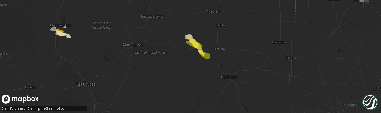 Hail map in Hope, NM on June 13, 2019