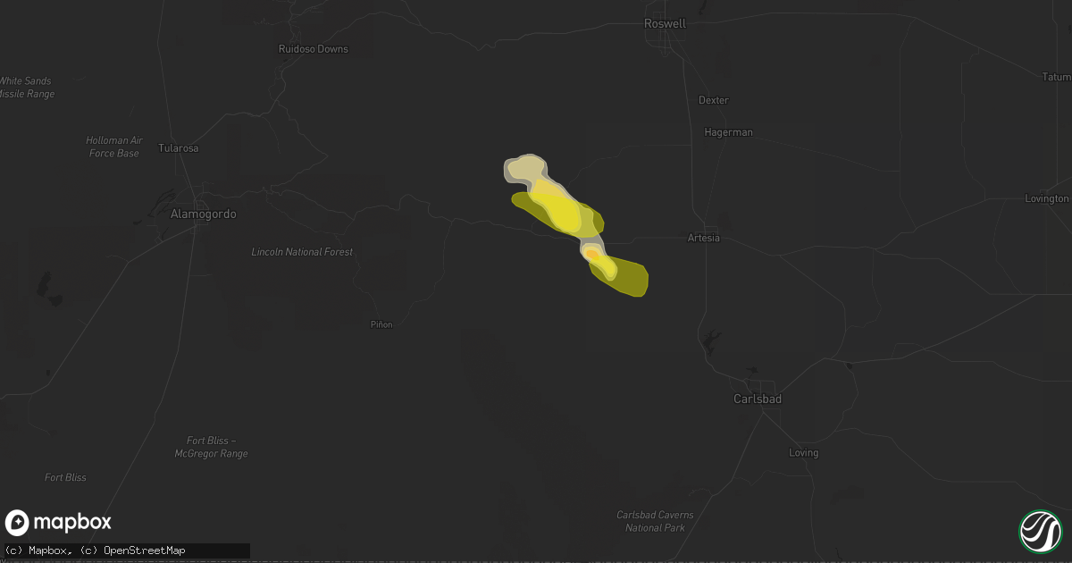 Hail map in Hope, NM on June 13, 2019