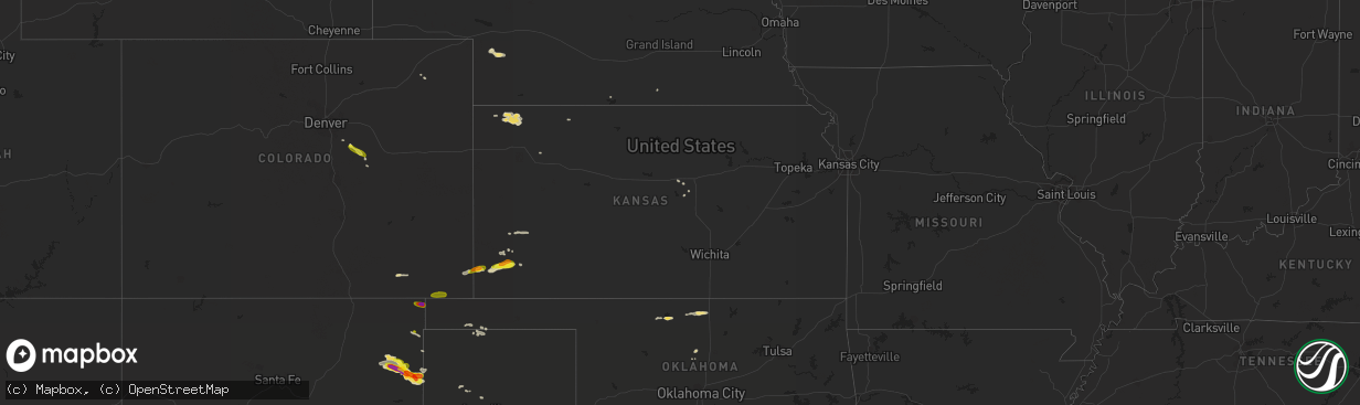 Hail map in Kansas on June 13, 2019