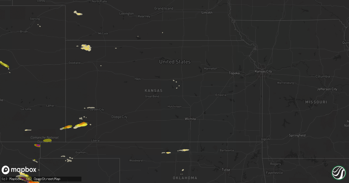 Hail map in Kansas on June 13, 2019