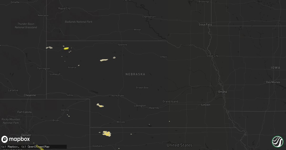 Hail map in Nebraska on June 13, 2019