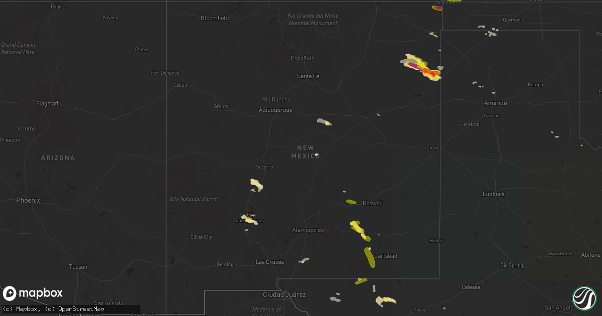 Hail map in New Mexico on June 13, 2019