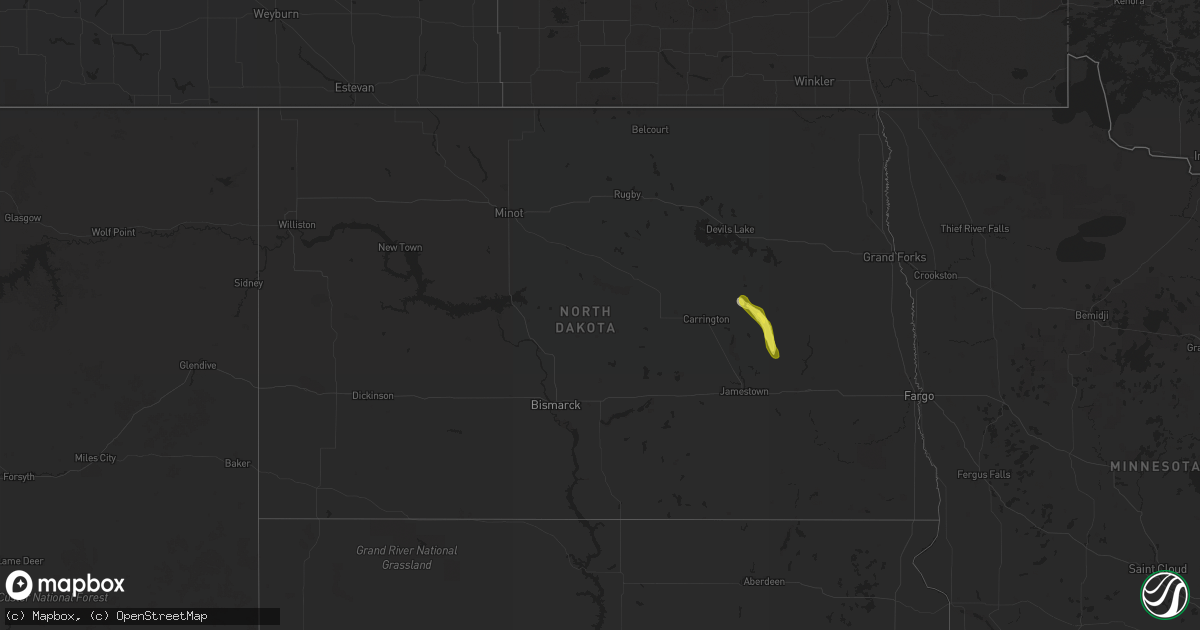 Hail map in North Dakota on June 13, 2019