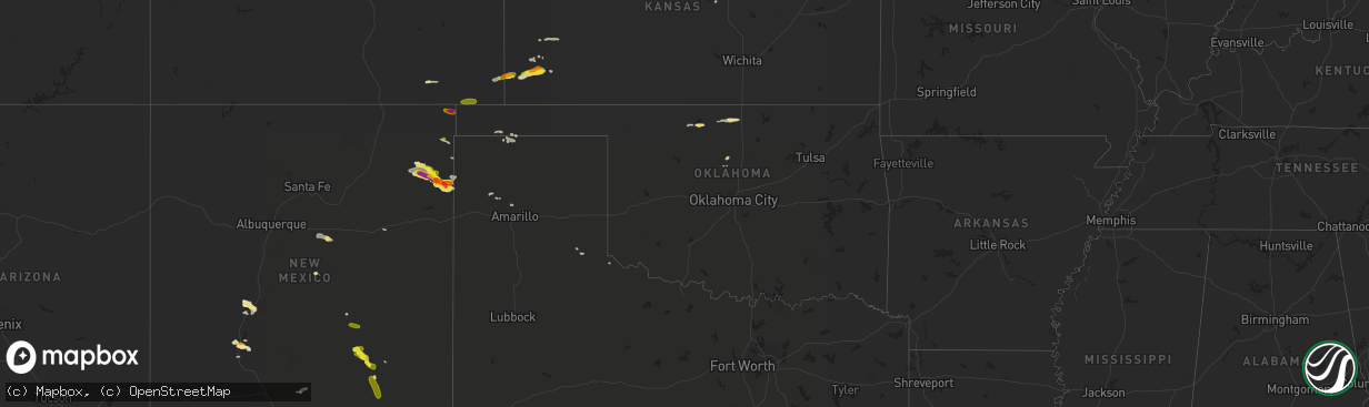 Hail map in Oklahoma on June 13, 2019