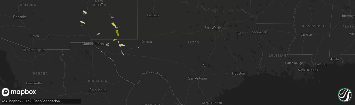 Hail map in Texas on June 13, 2019