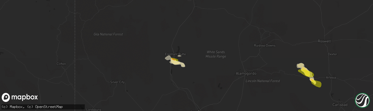 Hail map in Truth Or Consequences, NM on June 13, 2019