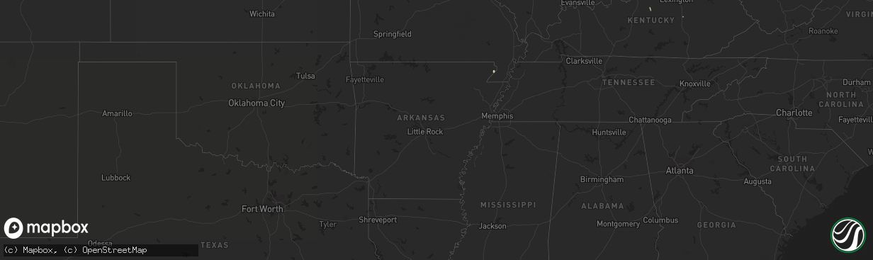 Hail map in Arkansas on June 13, 2020