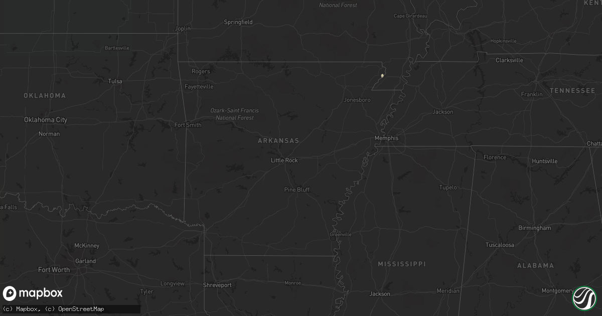Hail map in Arkansas on June 13, 2020