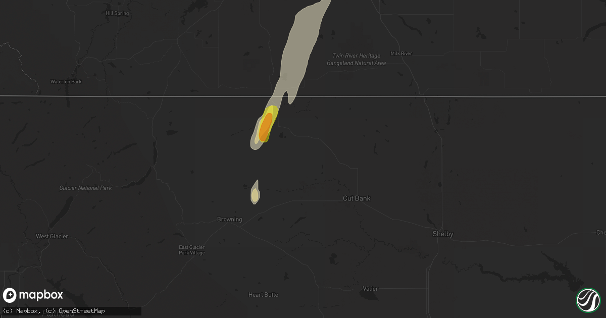 Hail map in Cut Bank, MT on June 13, 2020