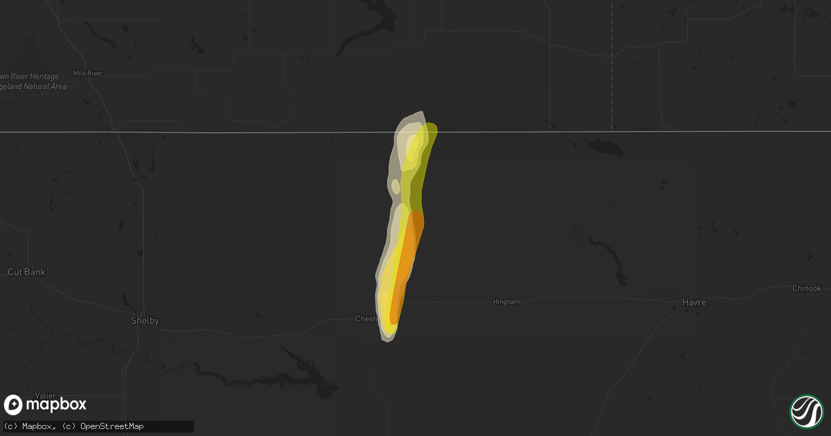 Hail map in Joplin, MT on June 13, 2020