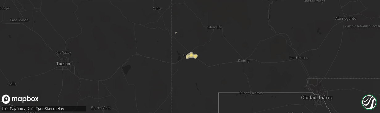 Hail map in Lordsburg, NM on June 13, 2020