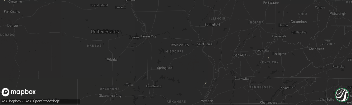 Hail map in Missouri on June 13, 2020