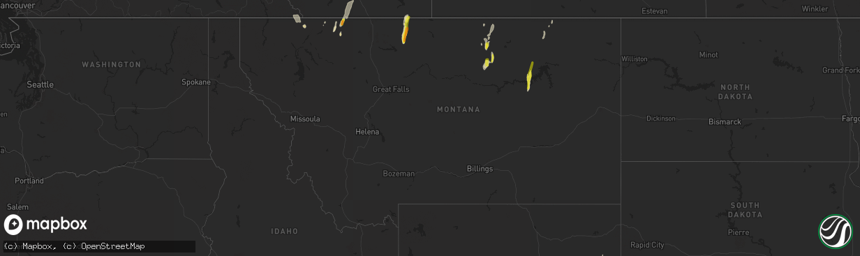 Hail map in Montana on June 13, 2020