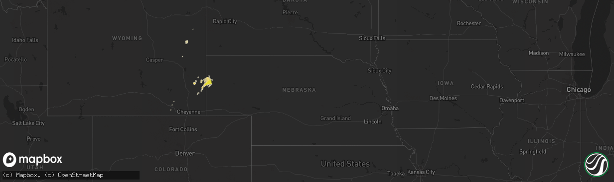 Hail map in Nebraska on June 13, 2020