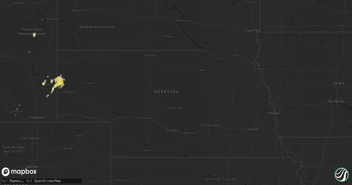 Hail map in Nebraska on June 13, 2020