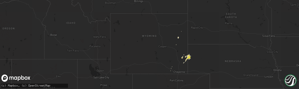 Hail map in Wyoming on June 13, 2020