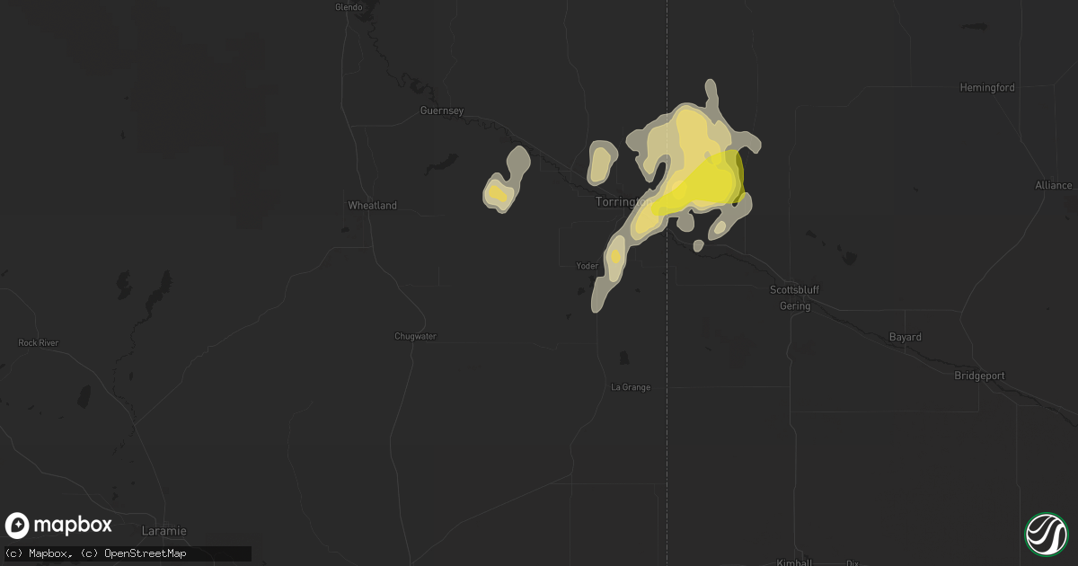 Hail map in Yoder, WY on June 13, 2020