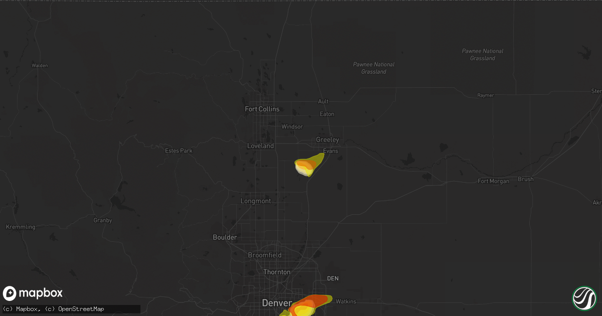 Hail map in Milliken, CO on June 13, 2021