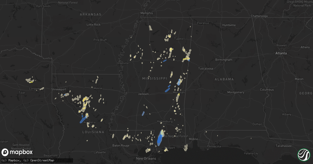 Hail map in Mississippi on June 13, 2021