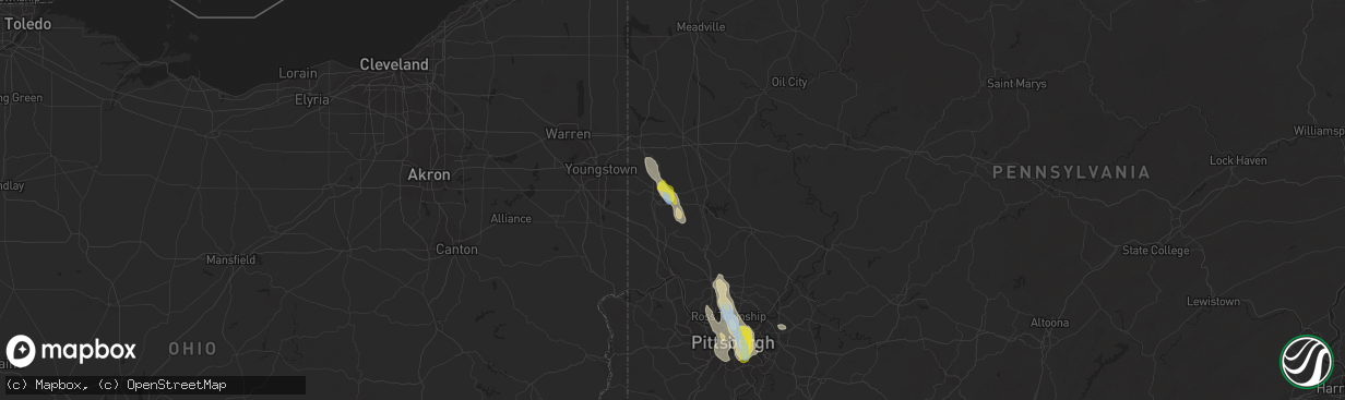 Hail map in New Castle, PA on June 13, 2021