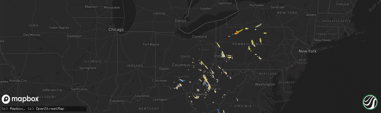 Hail map in Ohio on June 13, 2021