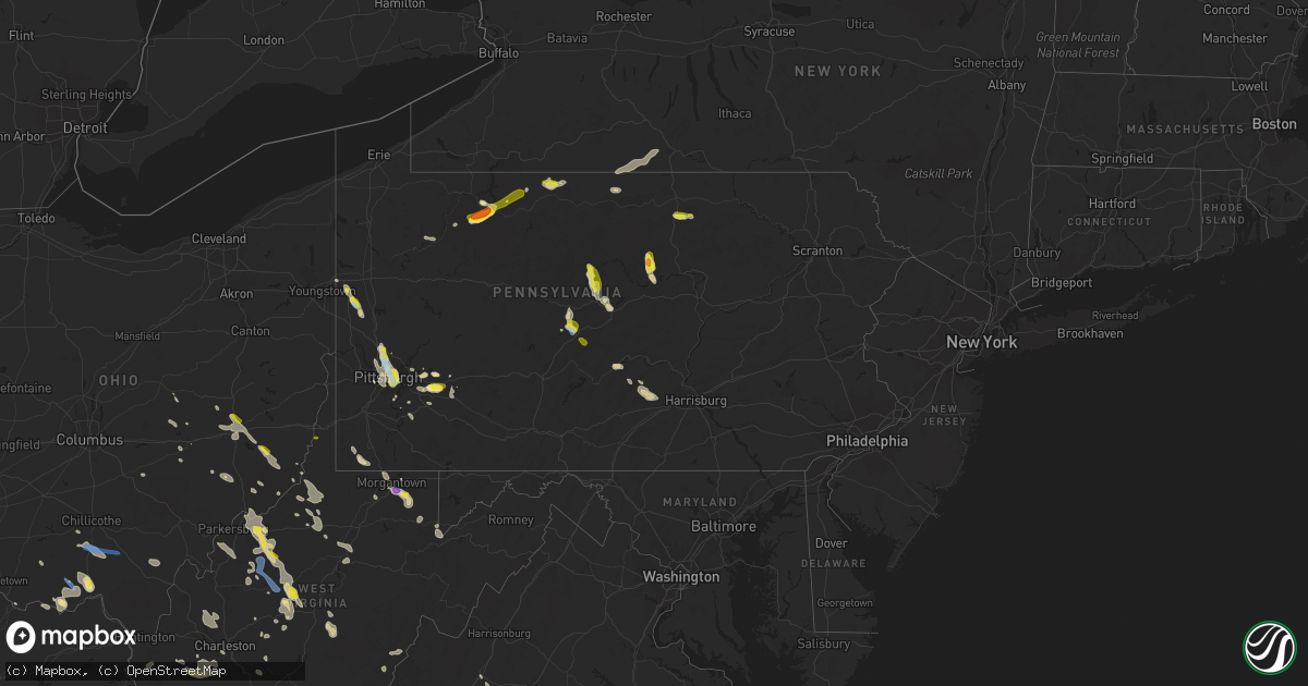 Hail map in Pennsylvania on June 13, 2021