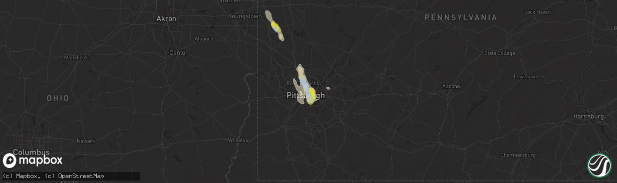 Hail map in Pittsburgh, PA on June 13, 2021