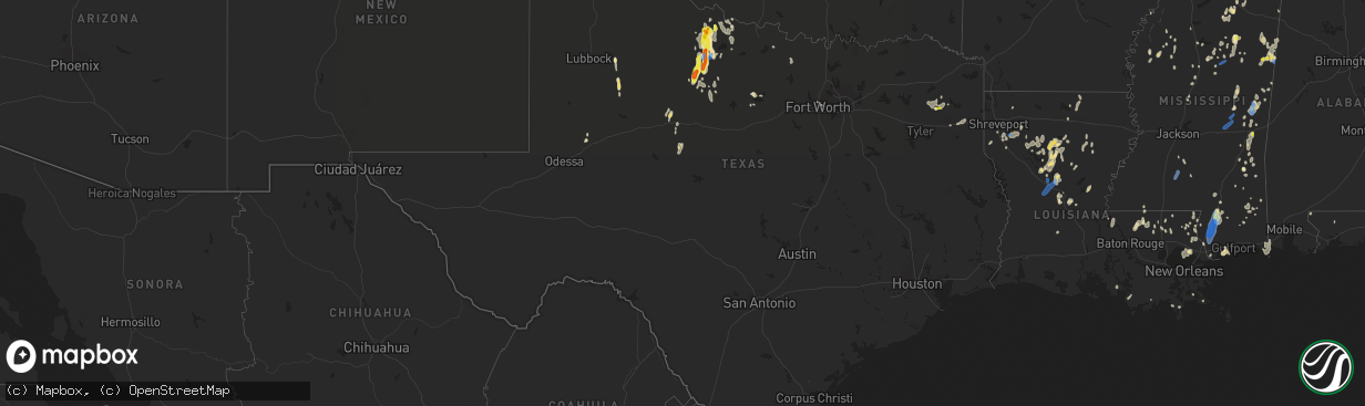 Hail map in Texas on June 13, 2021