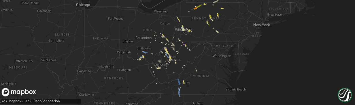 Hail map in West Virginia on June 13, 2021