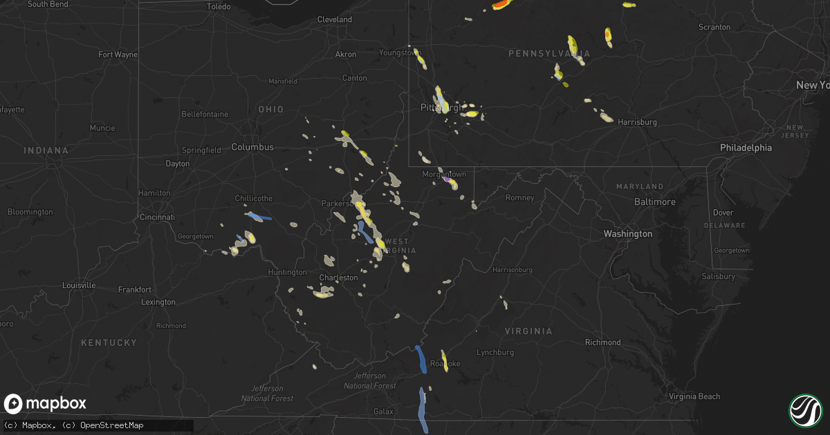 Hail map in West Virginia on June 13, 2021