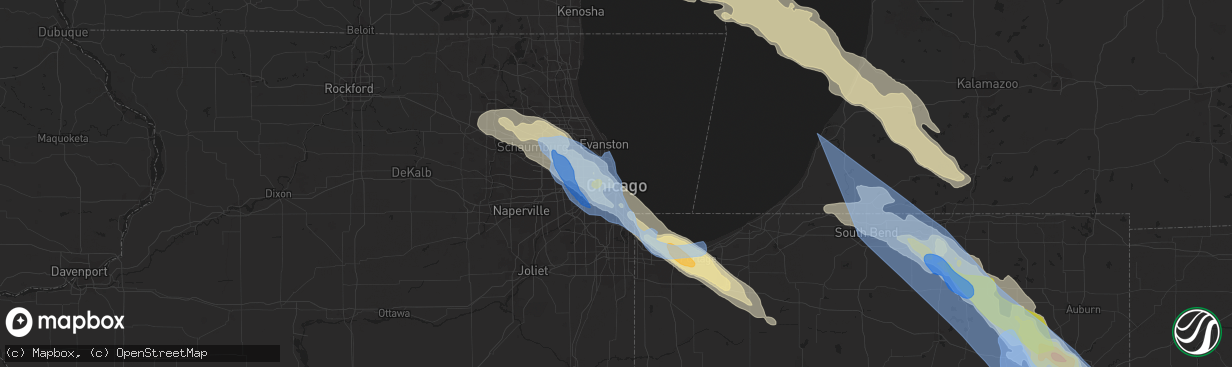 Hail map in Chicago, IL on June 13, 2022