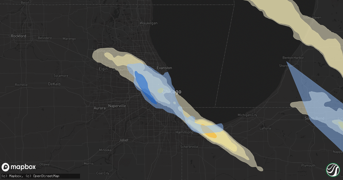 Hail map in Chicago, IL on June 13, 2022