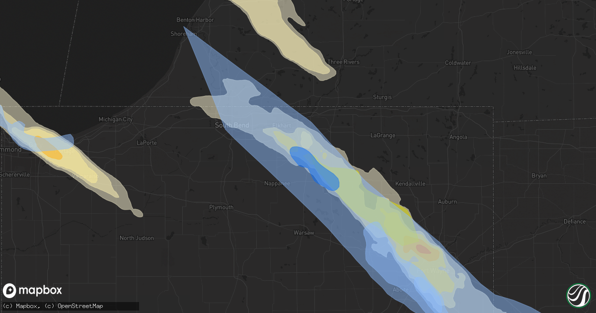 Hail map in Goshen, IN on June 13, 2022
