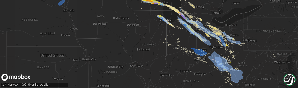 Hail map in Illinois on June 13, 2022