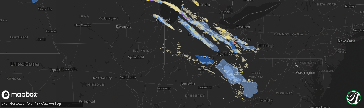 Hail map in Indiana on June 13, 2022