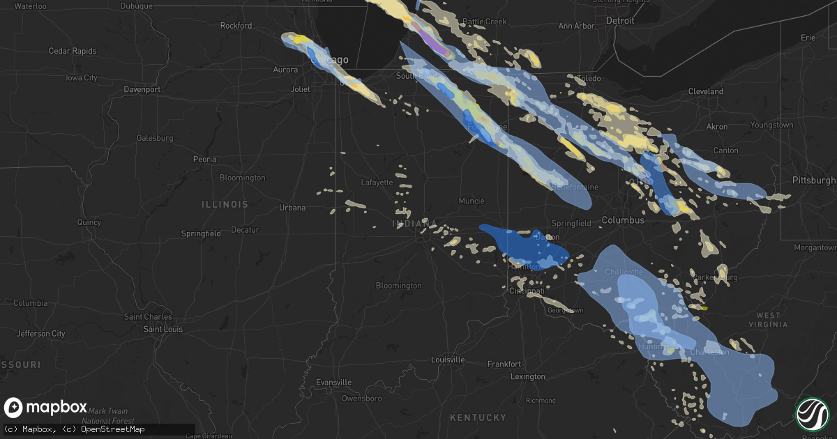 Hail map in Indiana on June 13, 2022