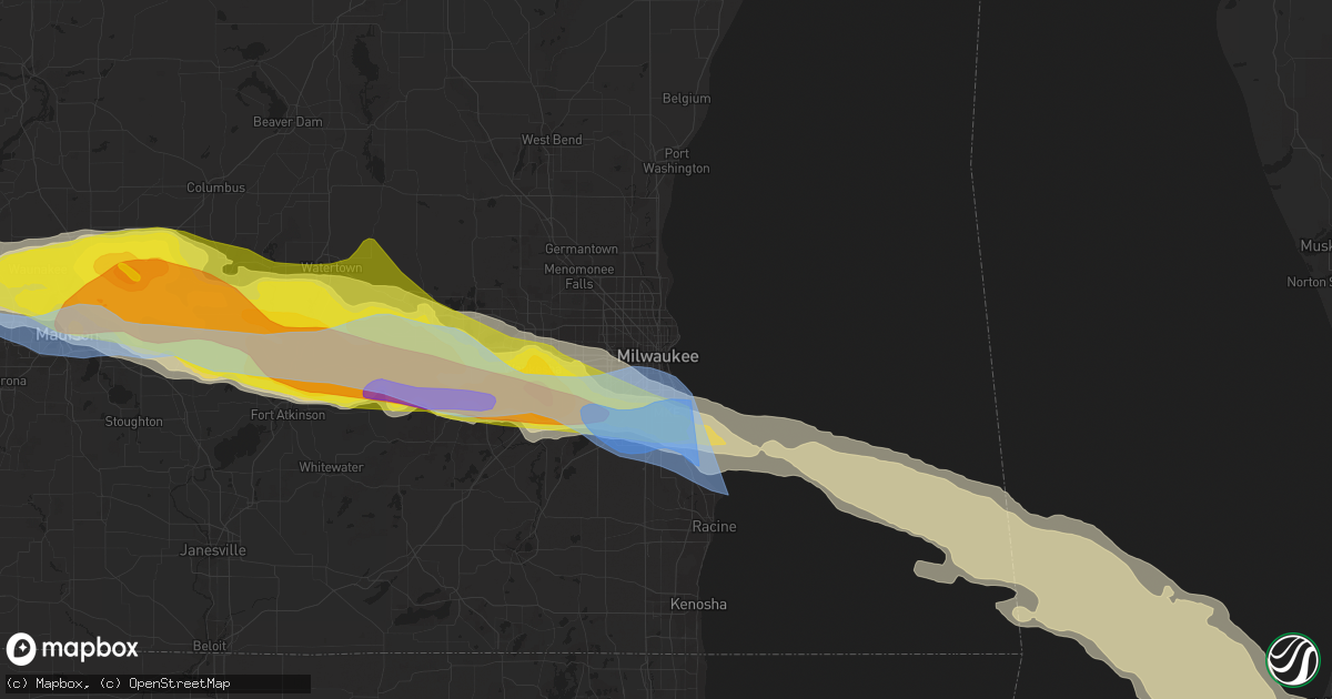 Hail map in Milwaukee, WI on June 13, 2022