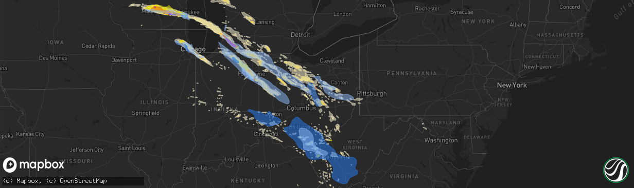 Hail map in Ohio on June 13, 2022