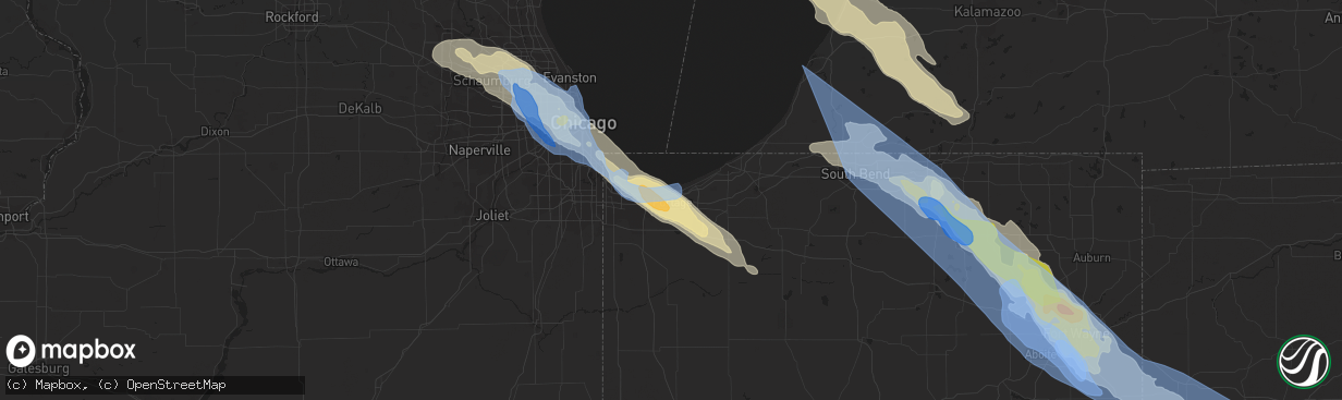 Hail map in Portage, IN on June 13, 2022