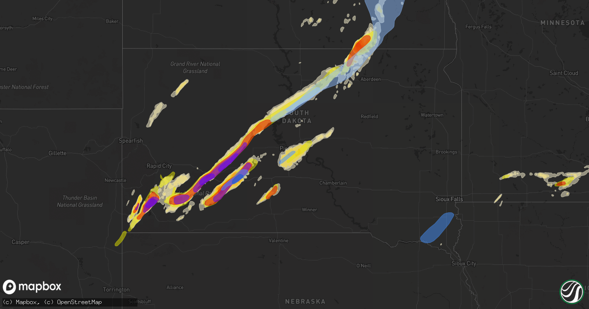 Hail map in South Dakota on June 13, 2022