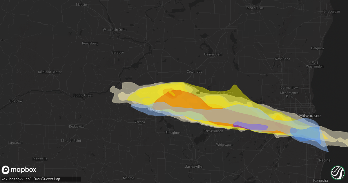 Hail map in Sun Prairie, WI on June 13, 2022