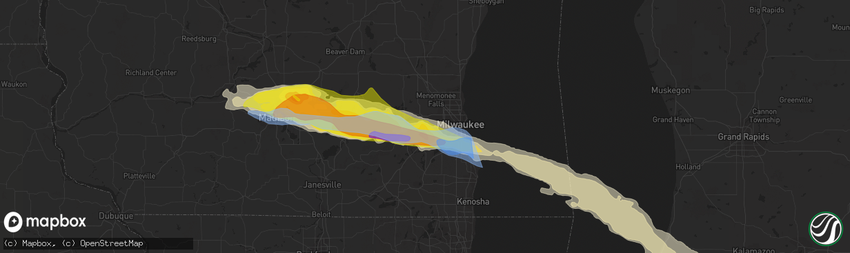 Hail map in Waukesha, WI on June 13, 2022