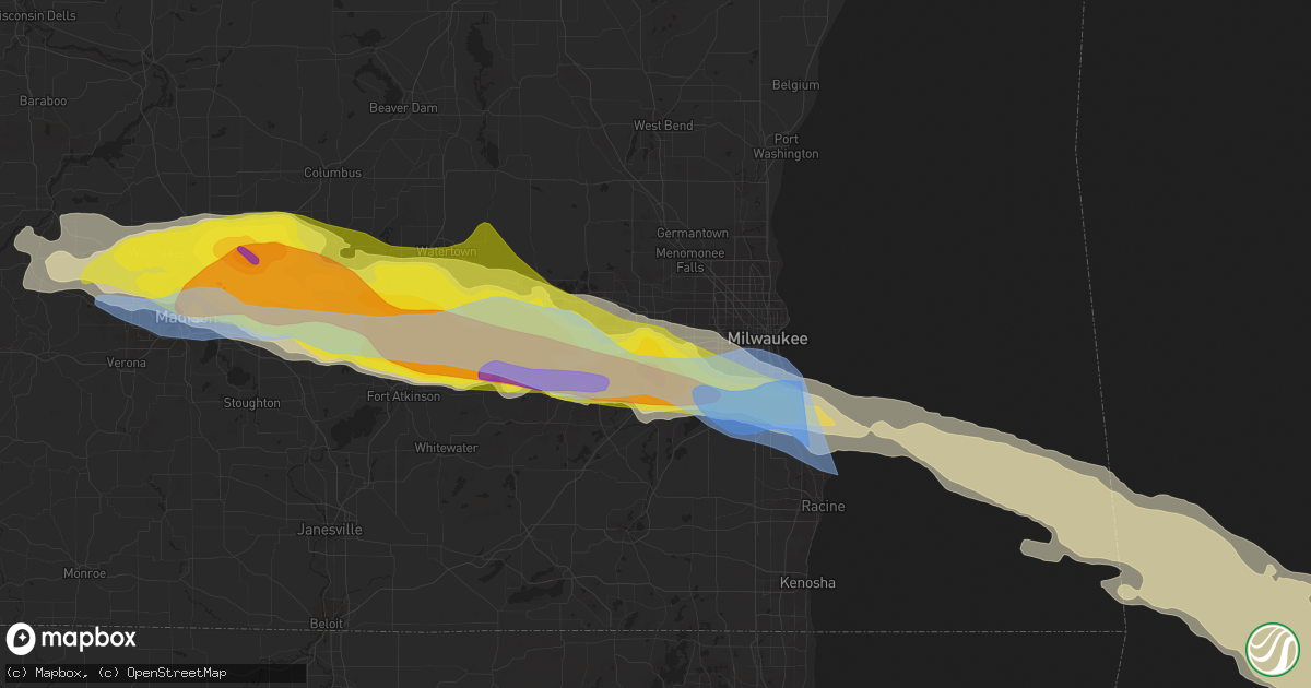 Hail map in Waukesha, WI on June 13, 2022