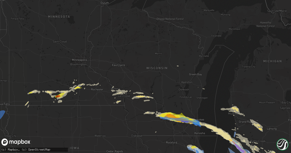 Hail map in Wisconsin on June 13, 2022