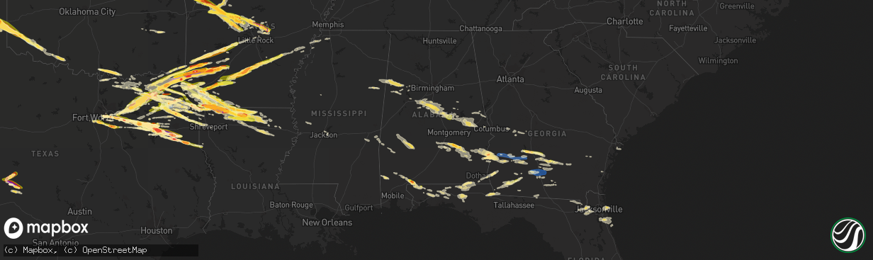 Hail map in Alabama on June 13, 2023